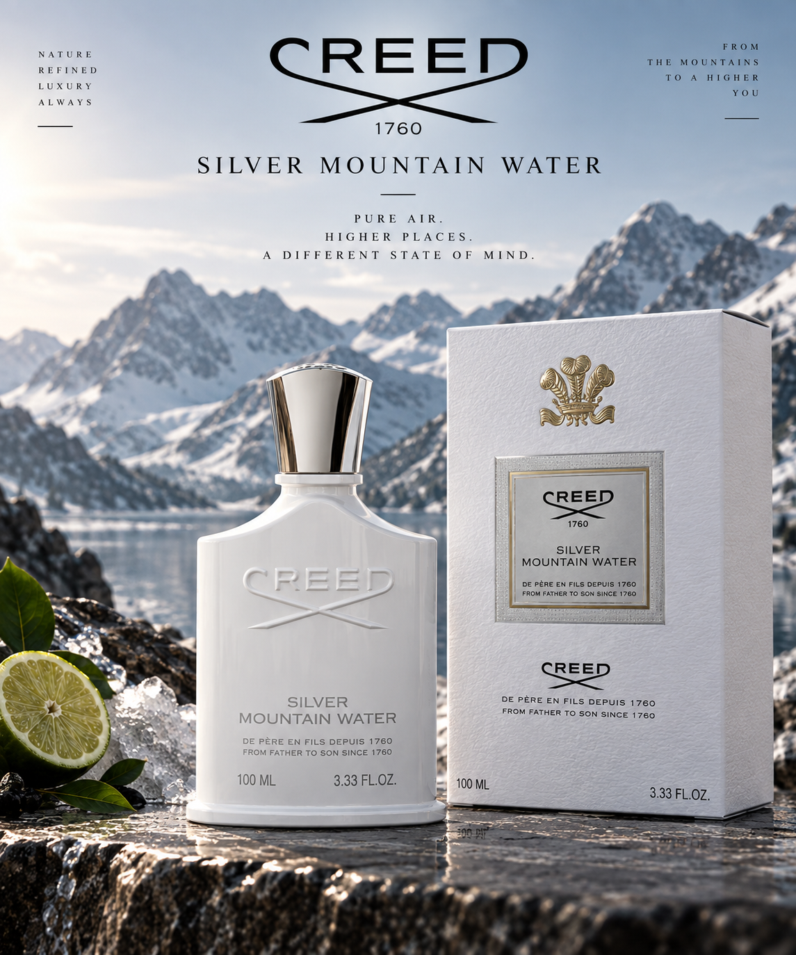 Creed Silver Mountain Water full-scale cinematic product image